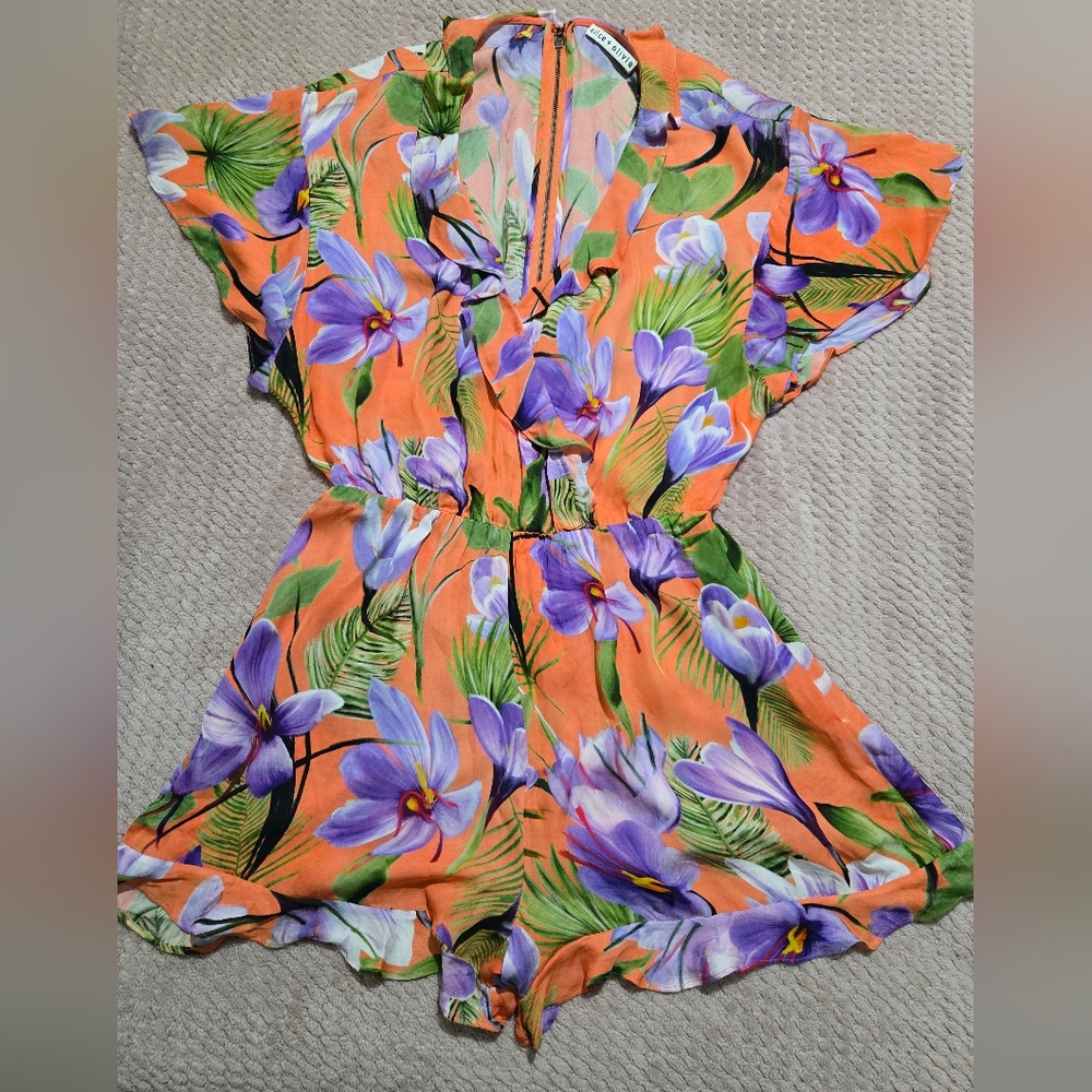 Alice + Olivia Orange and Purple Floral Top - Picture 2 of 10